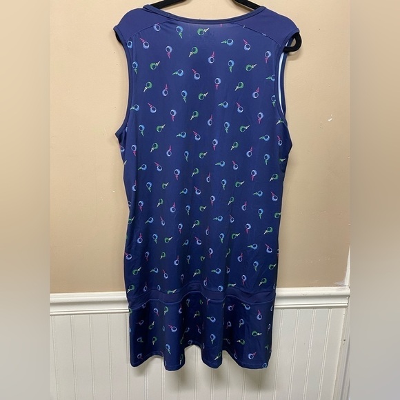 Lillie Green Golf Tee Print Sleeveless Dress Dark Blue Size XL Petite PXL - Picture 2 of 6